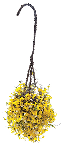 Dollhouse Miniature Hanging Basket: Yellow-White, Small